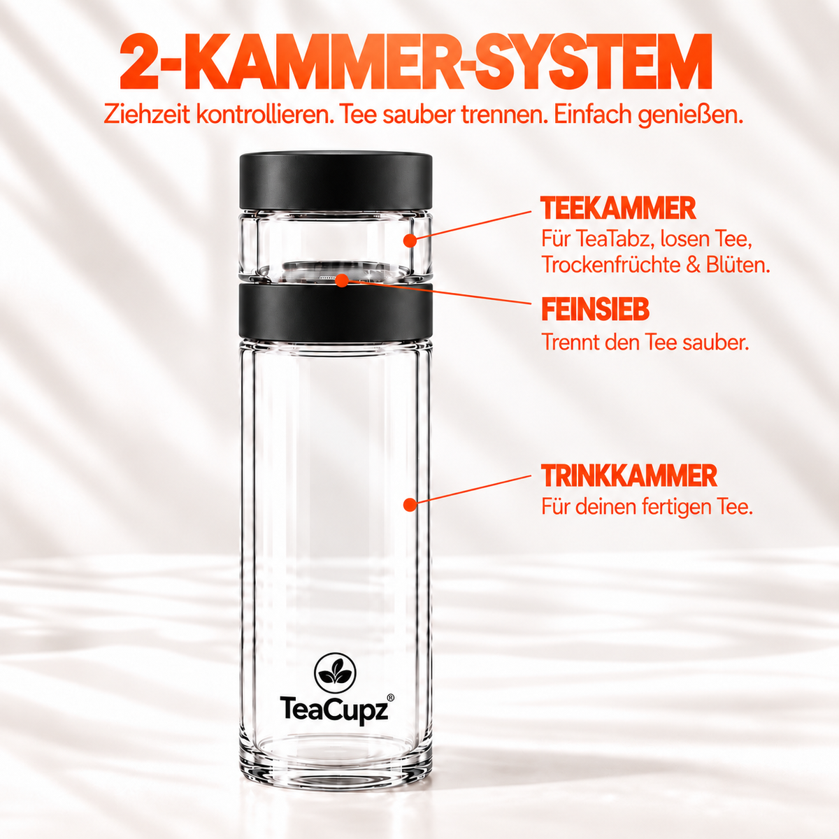 Design-Teeflasche | Glas (Schwarz)