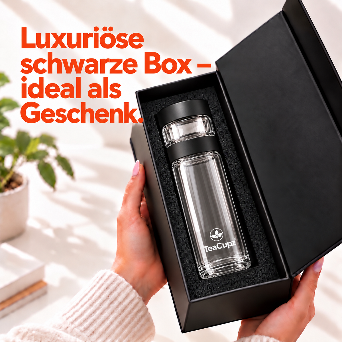 Design-Teeflasche | Glas (Schwarz)