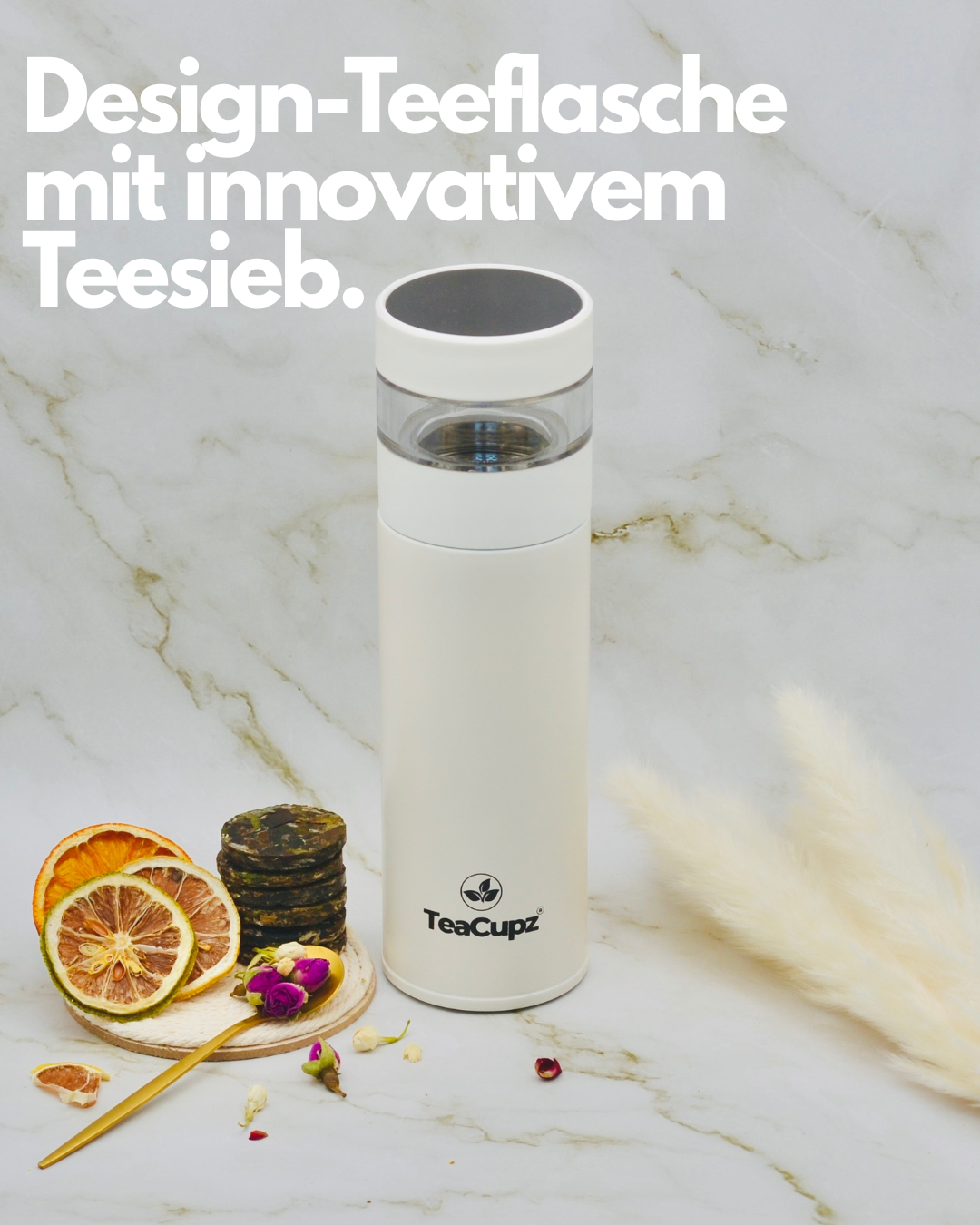 Design-Teeflasche | Edelstahl (Weiß)