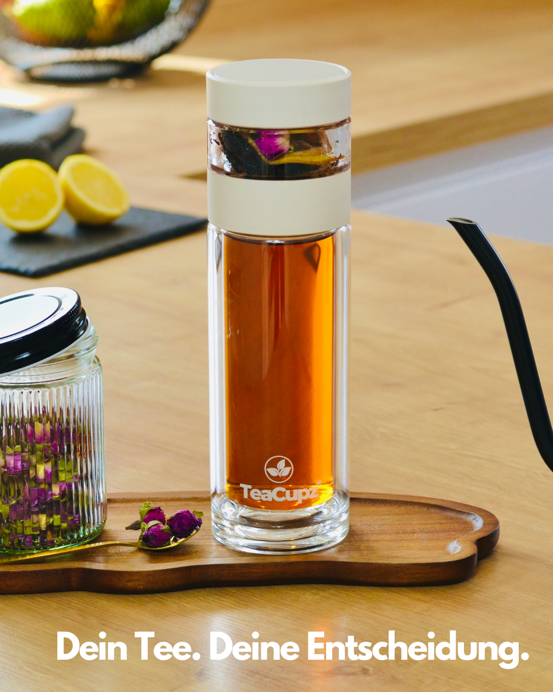 Design-Teeflasche | Glas (Weiß)
