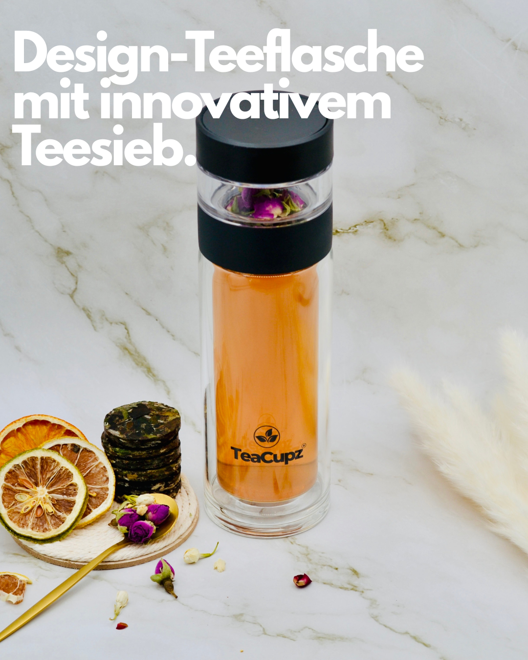 Design-Teeflasche | Glas (Schwarz)