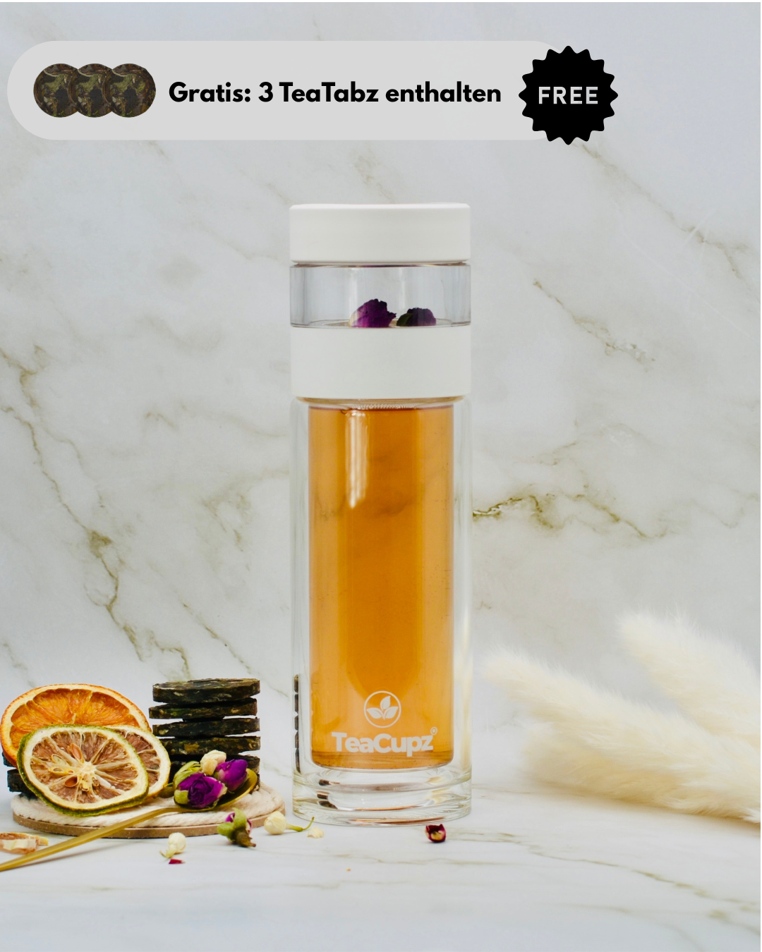 Design-Teeflasche | Glas (Weiß)