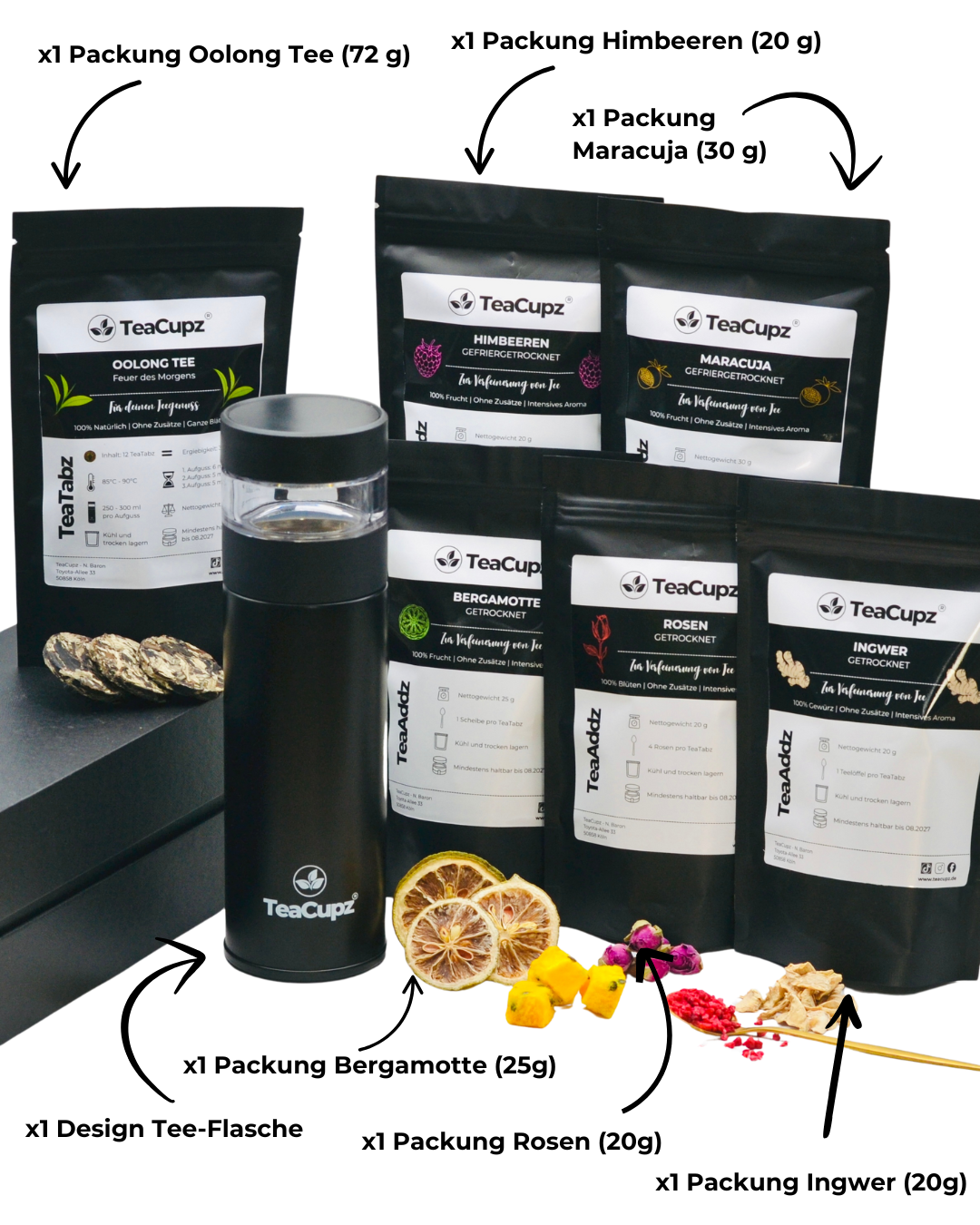 Starter-Set Oolong | Schwarz (Edelstahl) – Dein Einstieg in natürlichen Teegenuss