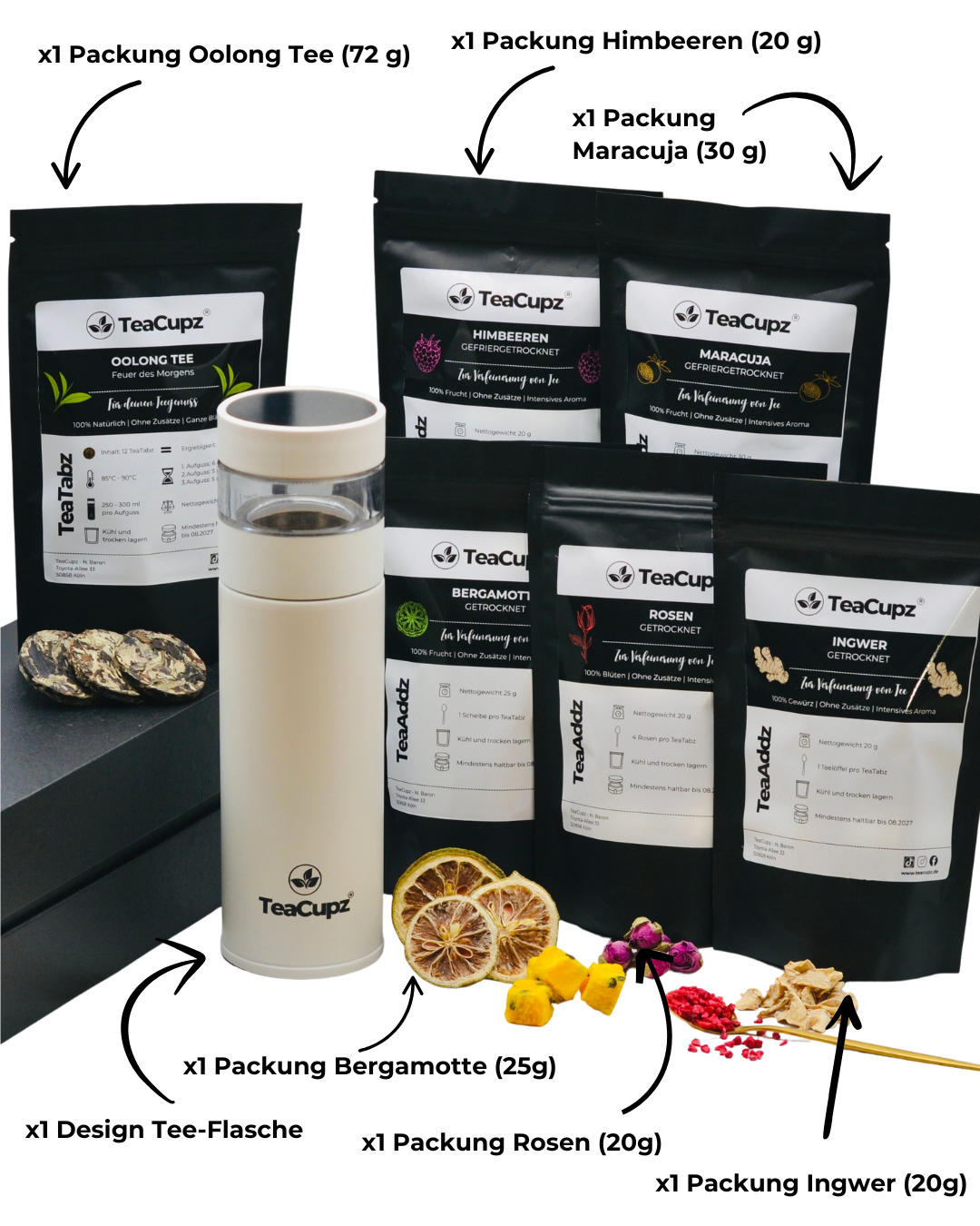 Starter-Set Oolong | Weiß (Edelstahl) – Dein Einstieg in natürlichen Teegenuss