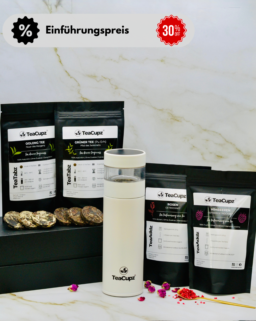 Starter-Set Duo | Weiß (Edelstahl) – Perfekter Start in dein Tee-Ritual