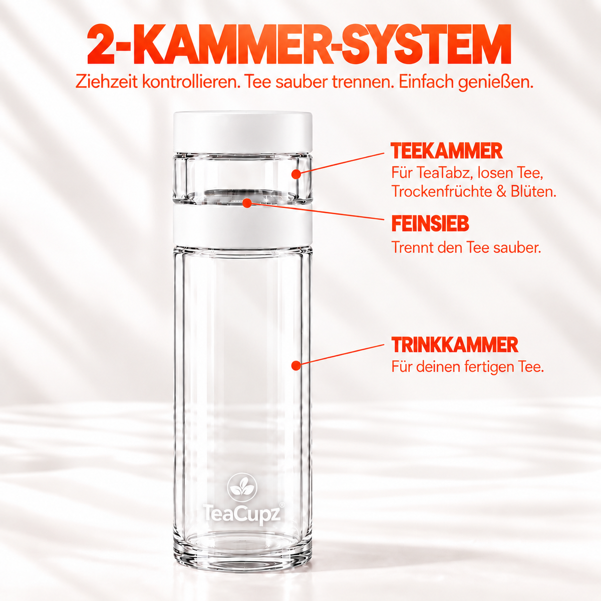 Design-Teeflasche | Glas (Weiß)