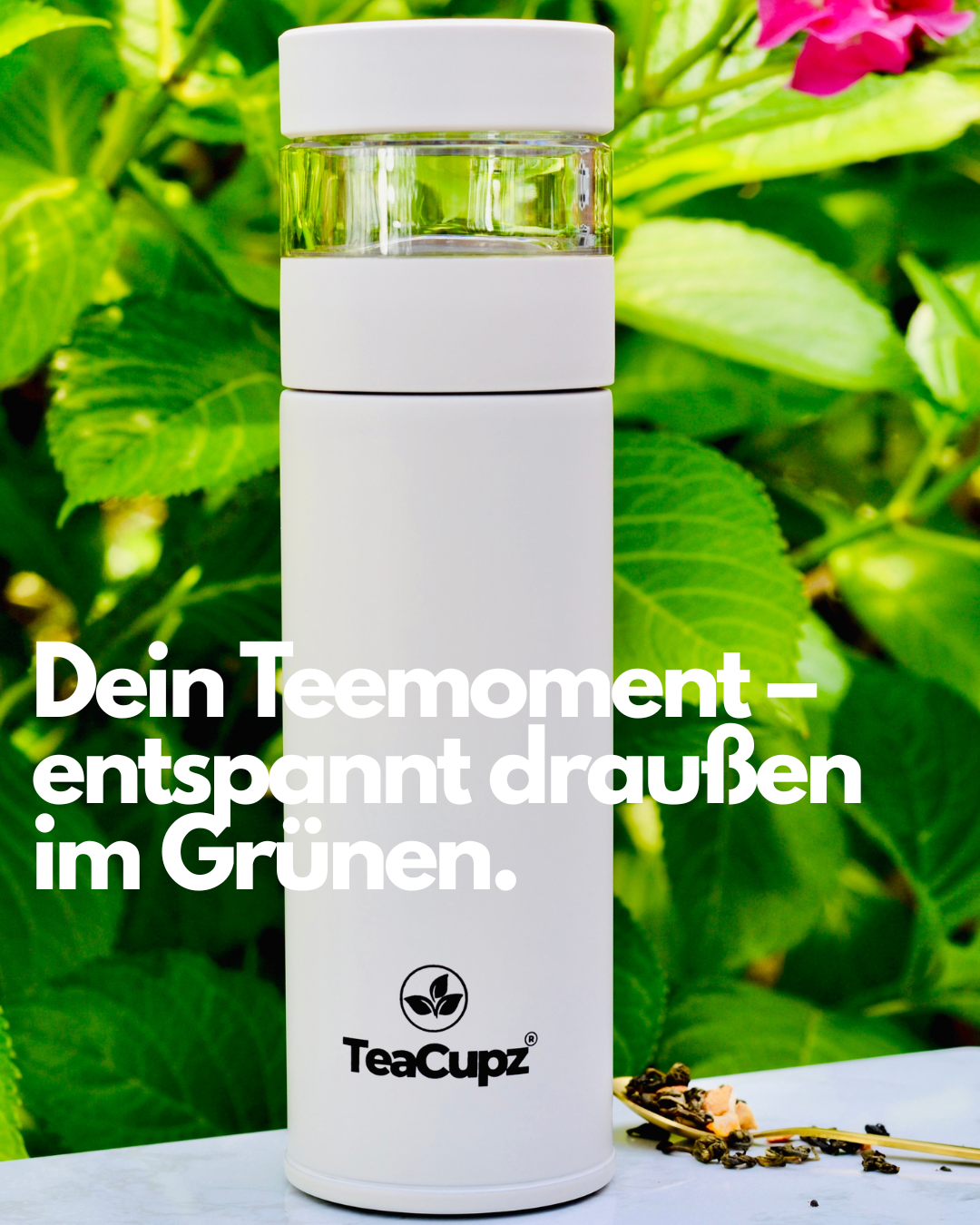 Design-Teeflasche | Edelstahl (Weiß)