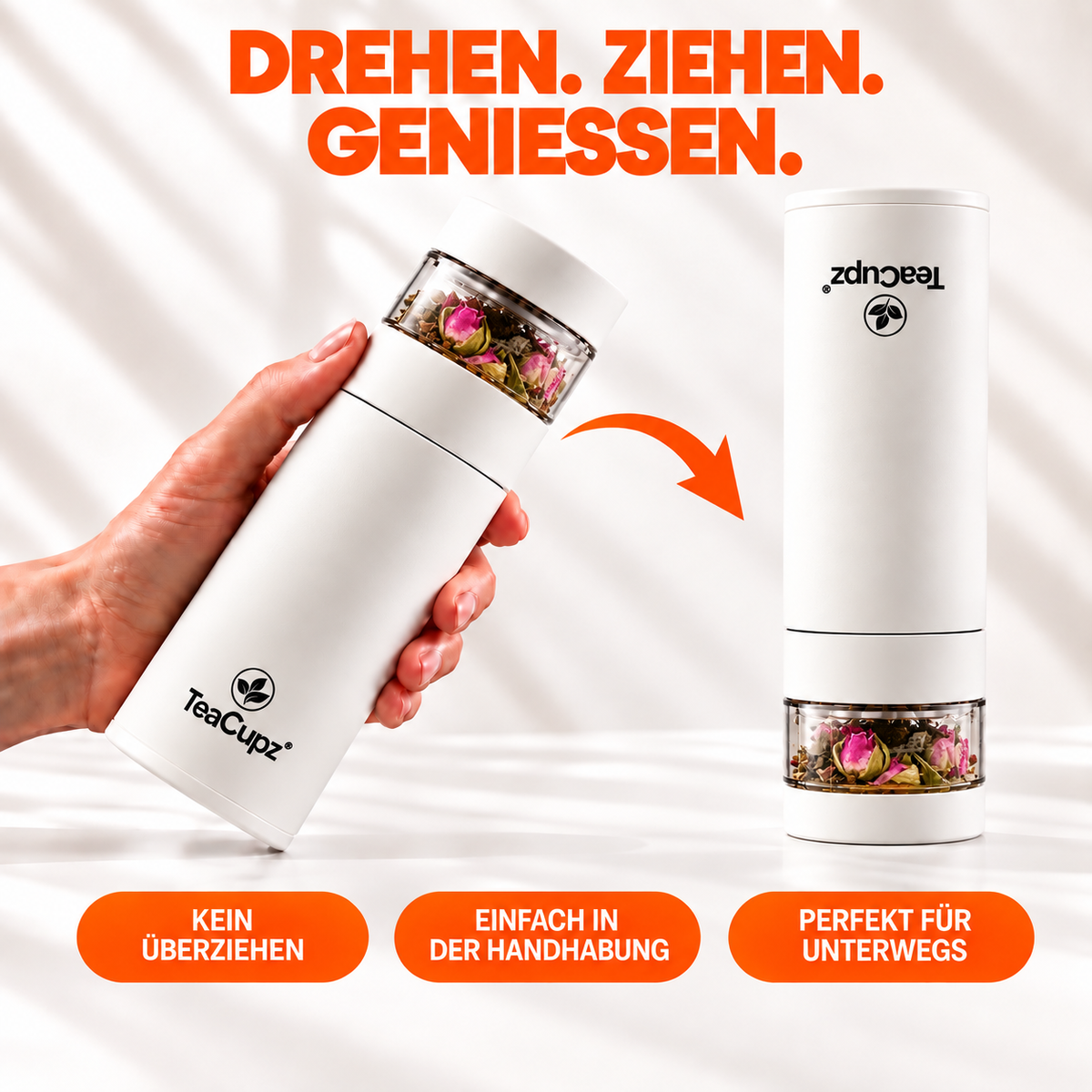 Design-Teeflasche | Edelstahl (Weiß)