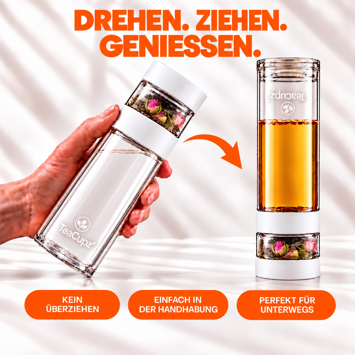 Design-Teeflasche | Glas (Weiß)