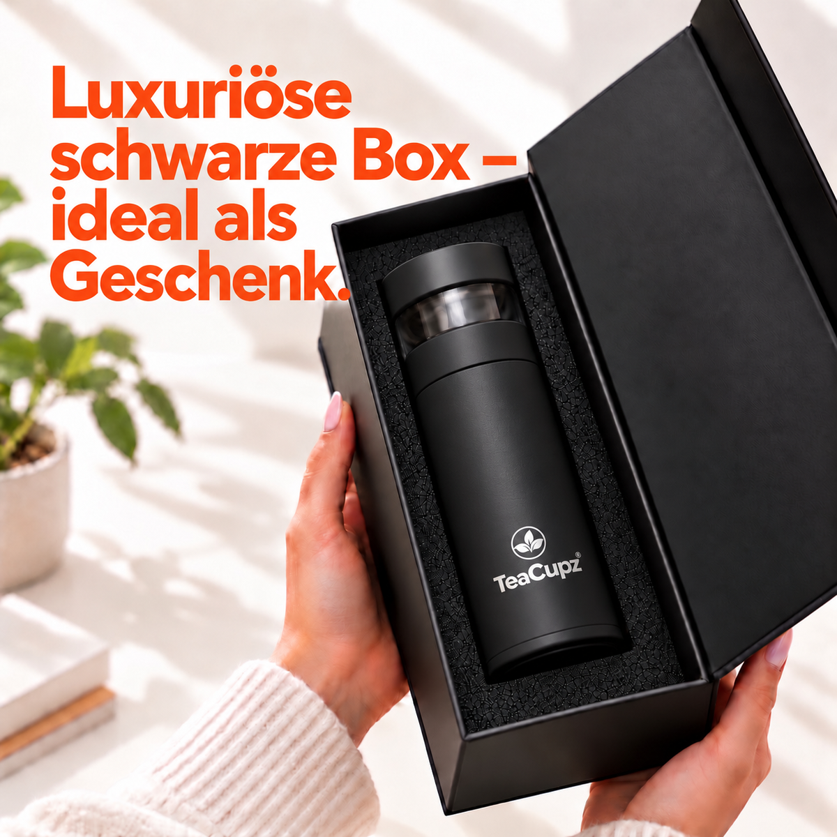 Design-Teeflasche | Edelstahl (Schwarz)