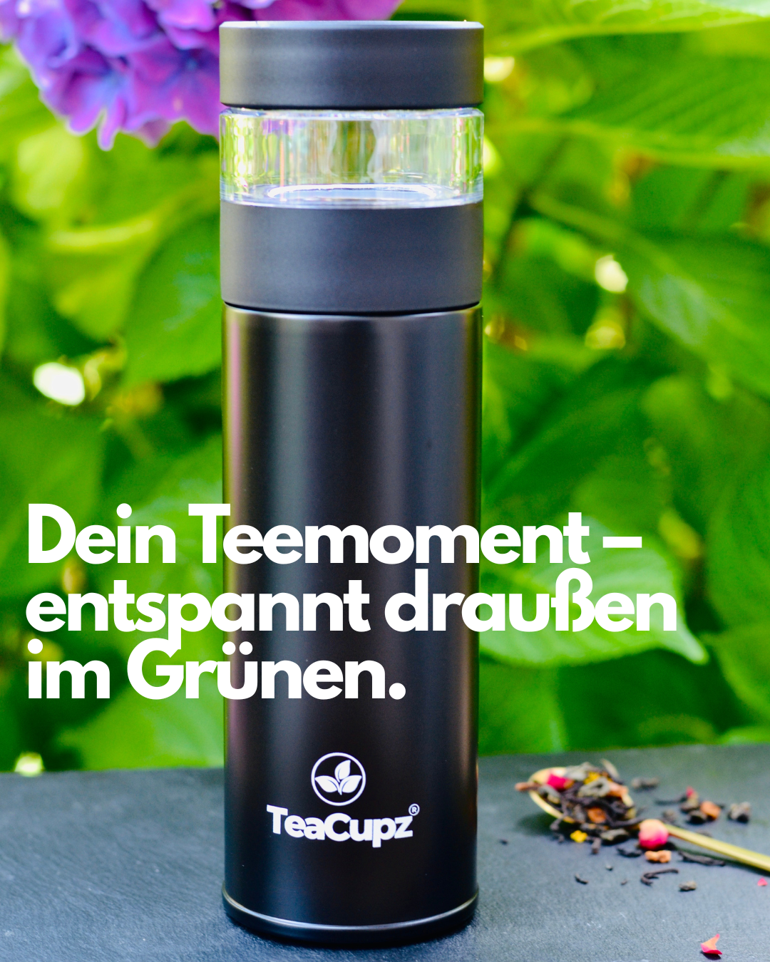 Design-Teeflasche | Edelstahl (Schwarz)