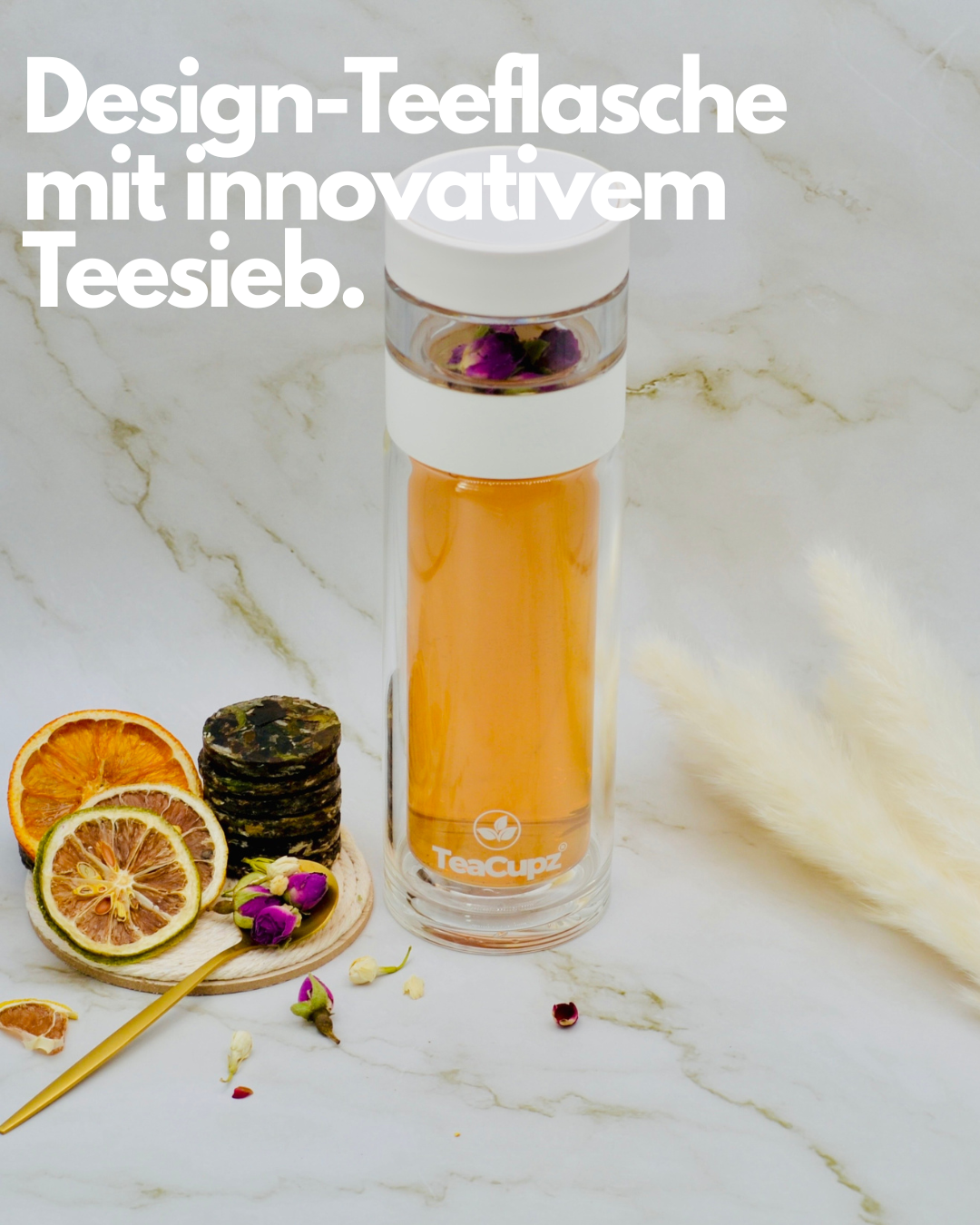 Design-Teeflasche | Glas (Weiß)