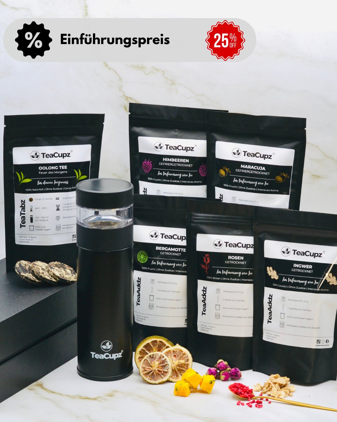 Starter-Set Oolong | Schwarz (Edelstahl) – Dein Einstieg in natürlichen Teegenuss