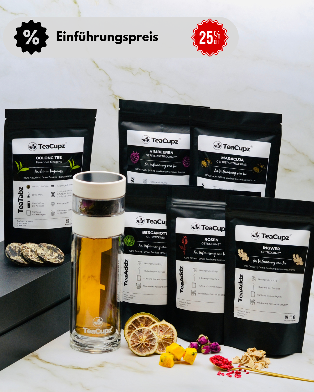 Starter-Set Oolong | Weiß (Glas) – Dein Einstieg in natürlichen Teegenuss
